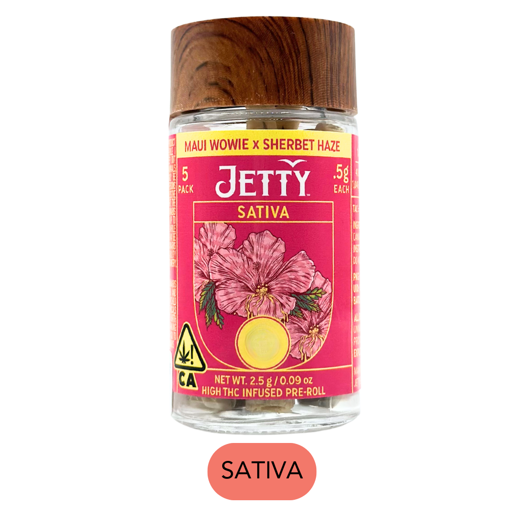 Jetty - High THC - Maui Wowie x Sherbet Haze - Infused Preroll 5pk - 2.5g