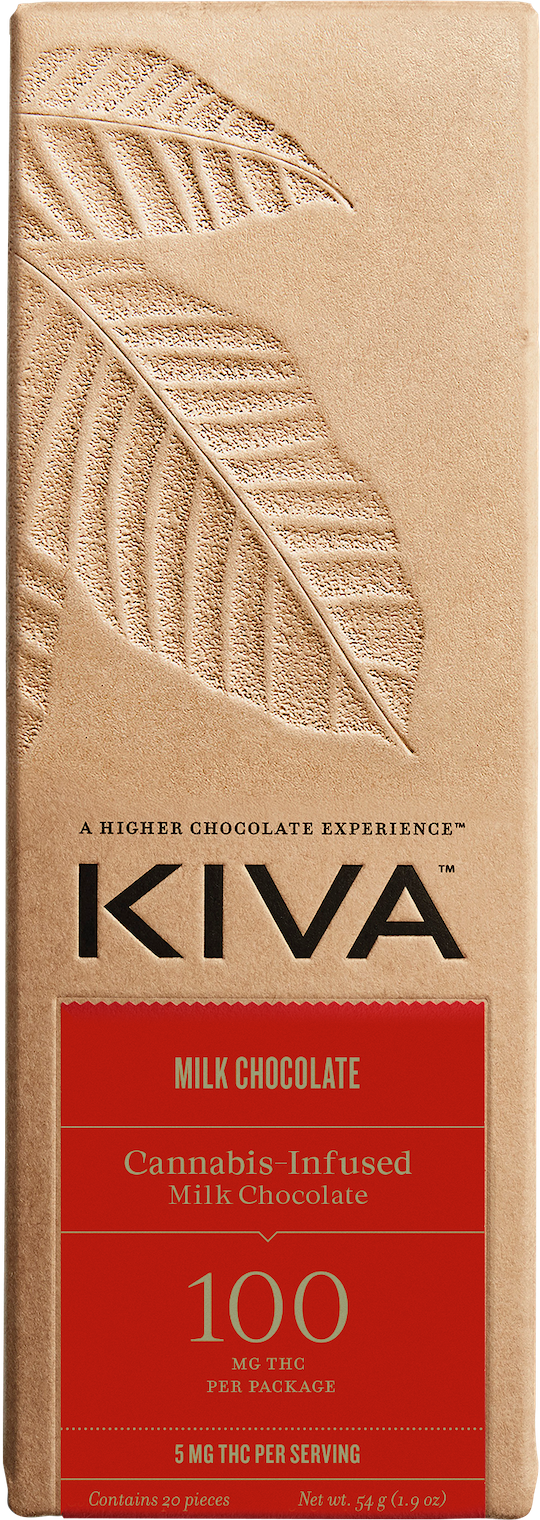 5mg Kiva 'Milk' Chocolate Bar 100mg THC total