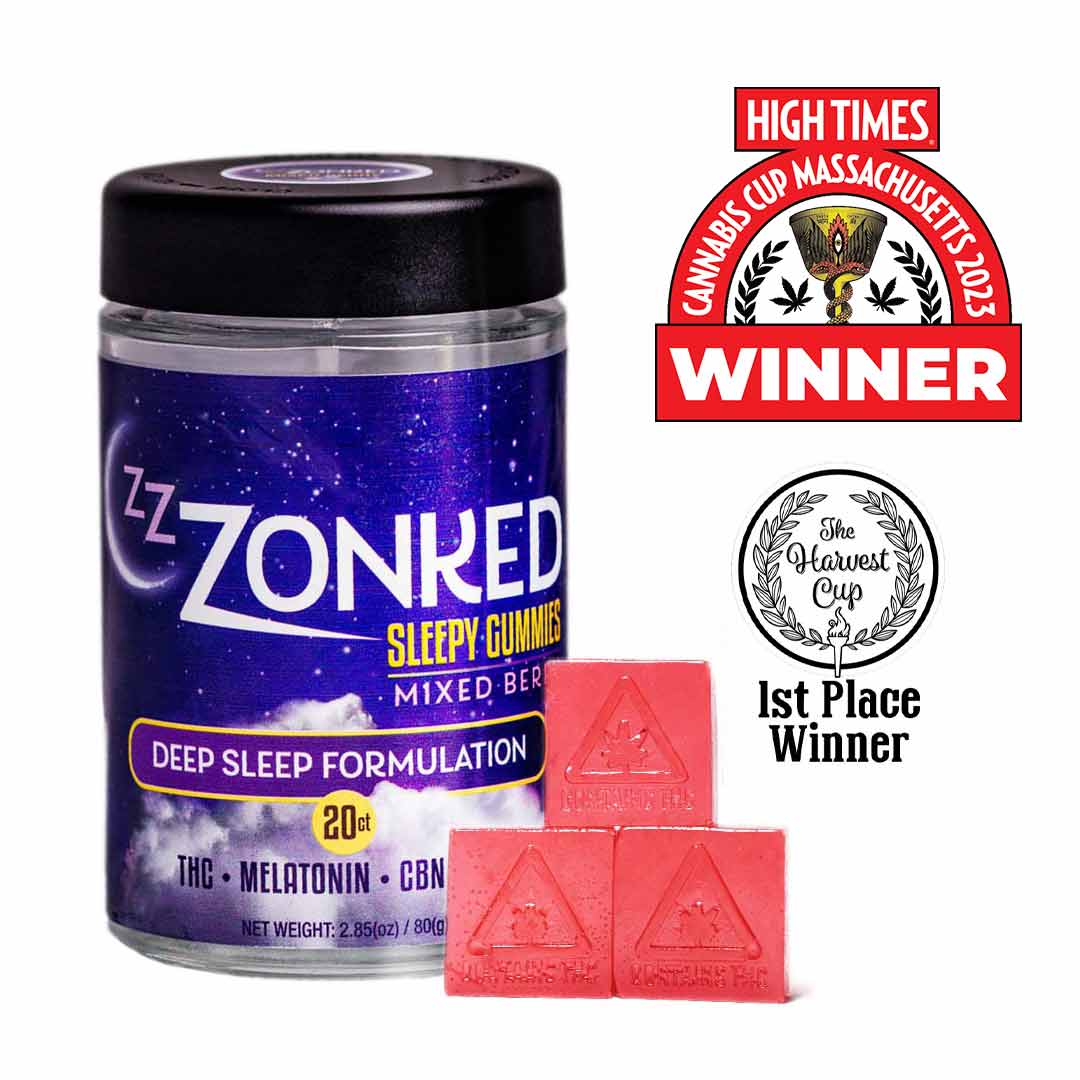 Zzzonked 1:1:1 Mixed Berry Gummies 20pk (THC:CBD:CBN) Plus Melatonin (GF)