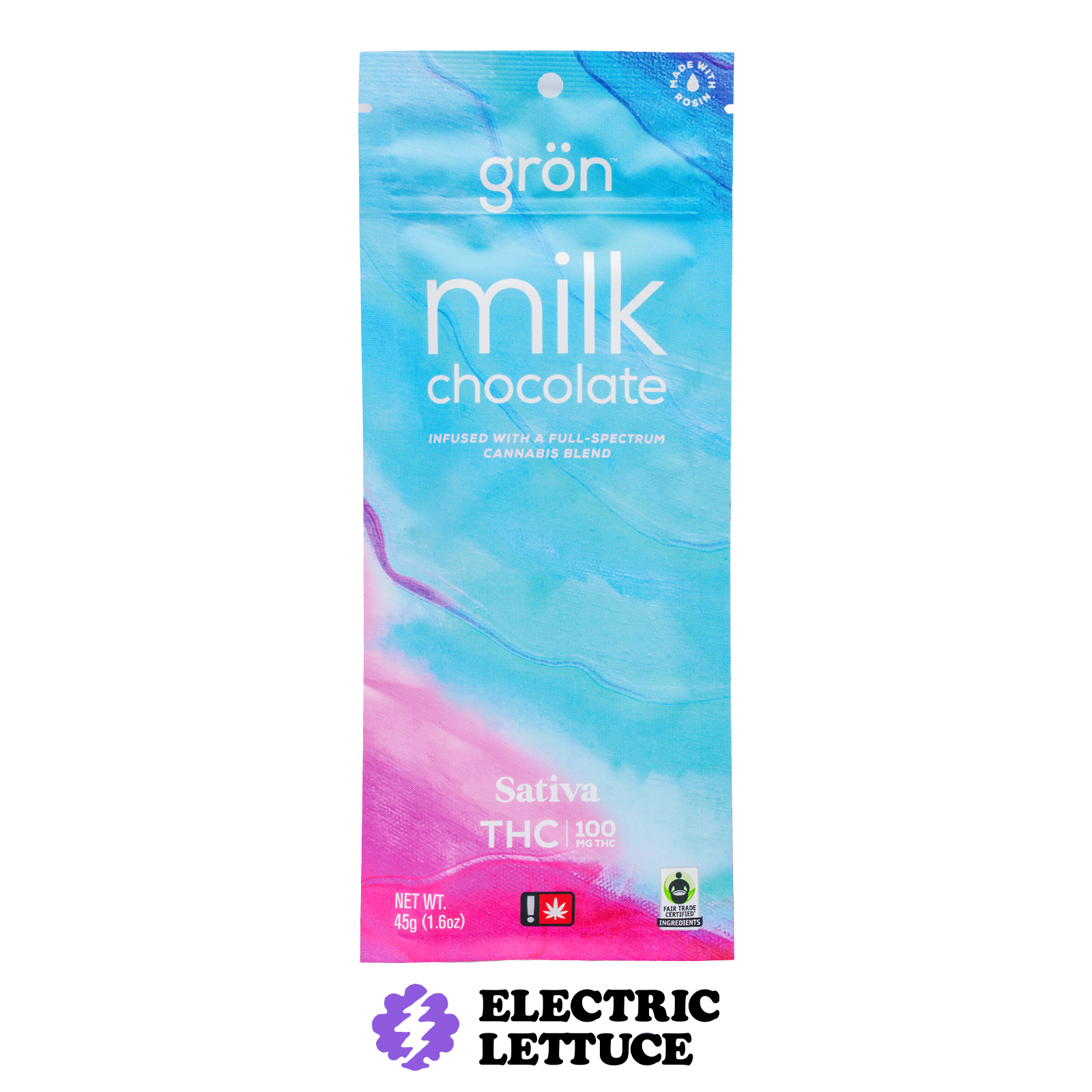 Gron THC Milk Chocolate Full Size Bar 100mg