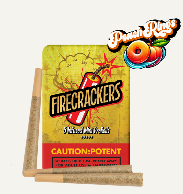 Firecrackers Peach Rings 0.7g 5pk Infused Prerolls