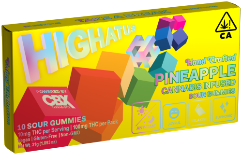 HIGHATUS: Pineapple Sour Gummies 10pk/100mg (H)