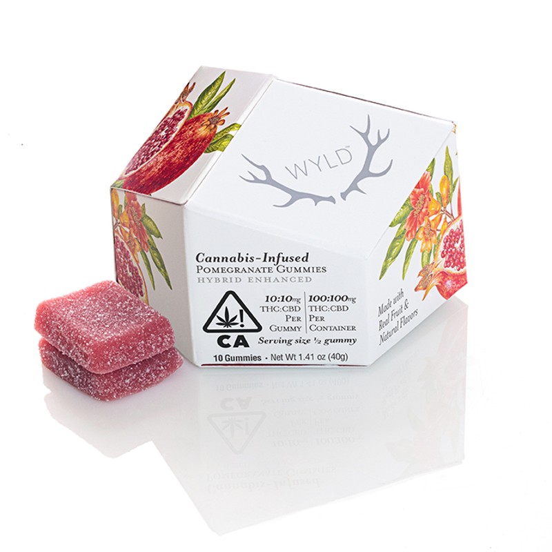 WYLD Pomegranate 1:1 (H) THC:CBD Gummies 100:100mg