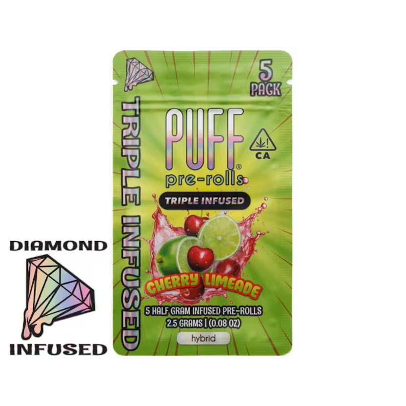 Puff Diamond Infused Preroll 5pk 2.5g - Cherry Limeade (H)