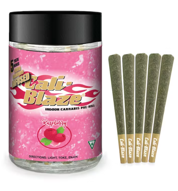 Cali Blaze Raspberry 0.7g 5pk Liquid Diamond Prerolls
