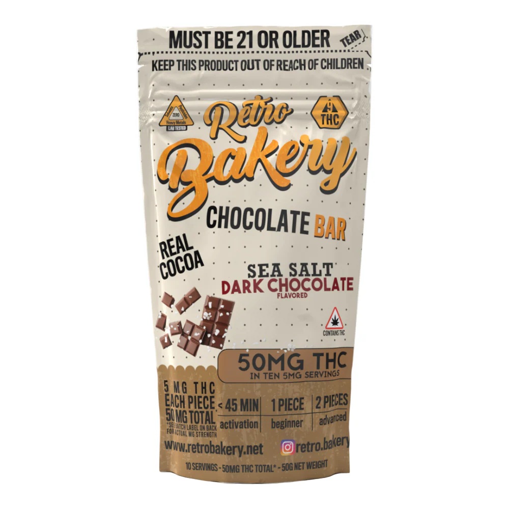 Retro Bakery | Dark Chocolate Sea Salt Bar 50mg | Hybrid