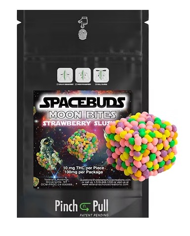 SpaceBuds | Live Rosin Edibles | Moon Bites - Strawberry Slushie | 100mg