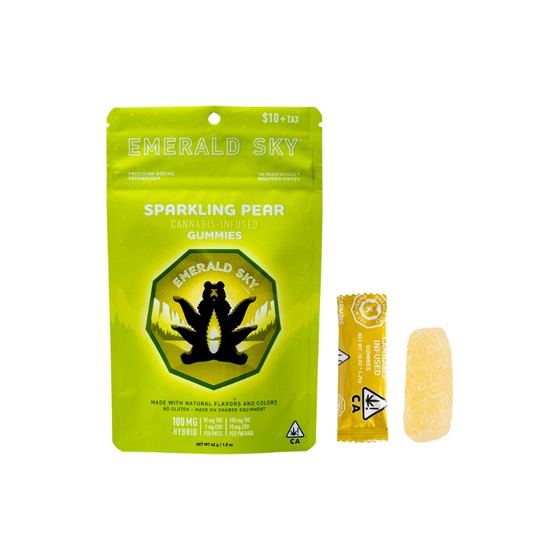 Emerald Sky Sparkling Pear (H) Gummies 10pk 100mg