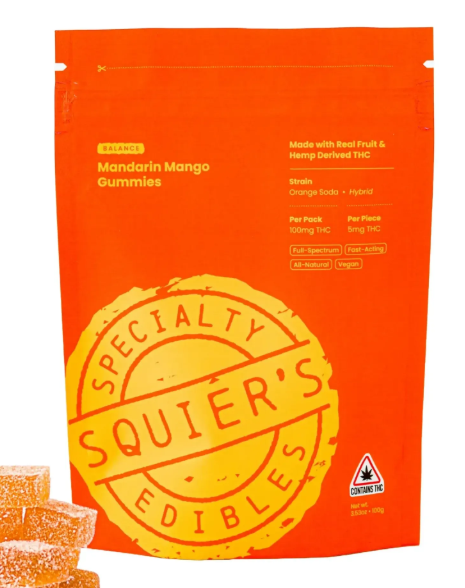 Squier's Mandarin Mango Live Rosin Bliss Gummies 10mg 2pk (V/GF)