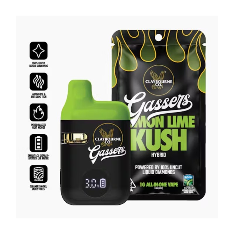 Claybourne Lemon Lime Kush (H) Diamonds AIO 1g