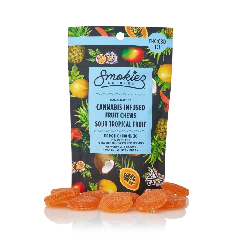 Smokiez Sour Tropical 1:1 THC:CBD Gummies 100mg
