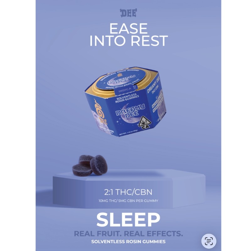 Dee Dreamy Dee Lavender Berry THC:CBN (I) Rosin Gummies 100mg