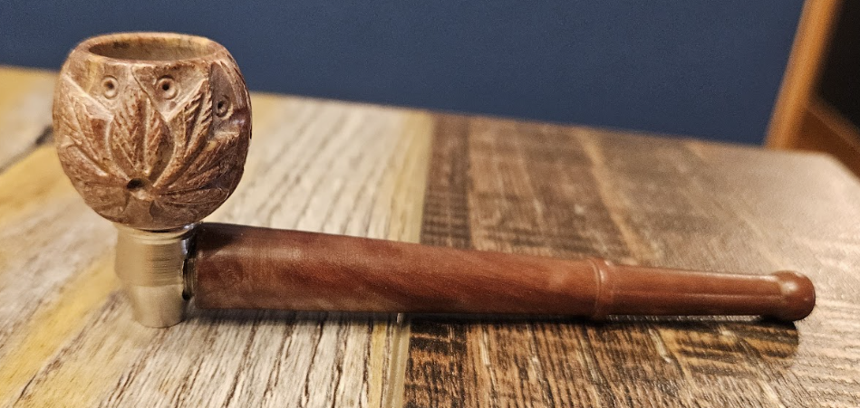 Wood Pipe with Stone Bowl