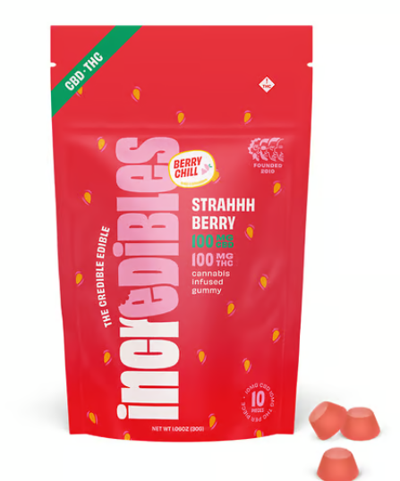 Incredibles 1:1 Strahhhberry Gummies 100mg (THC:CBD)