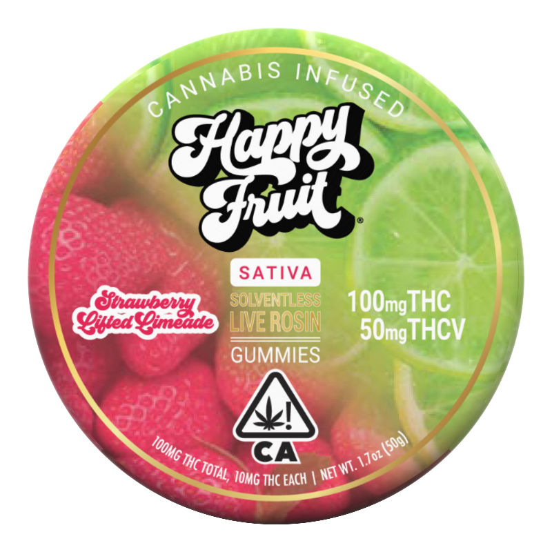 Happy Fruit - Strawberry Limeade Rosin Gummies THC:THC-V 2:1 100mg