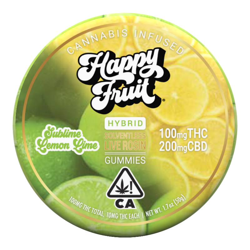 Happy Fruit - Sublime Lemon Lime Rosin Gummies THC:CBD 1:2 100mg