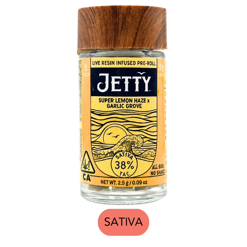 Jetty - Live Resin - Super Lemon Haze x Garlic Grove - Infused Preroll 5pk - 2.5g