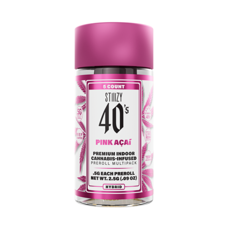 Stiiizy 40's Pink Acai (H) Infused Preroll 5pk 2.5g