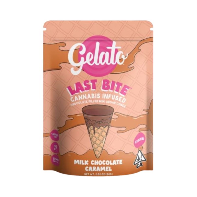 Gelato Last Bite Milk Chocolate Caramel (H) Cones 10pk 100mg
