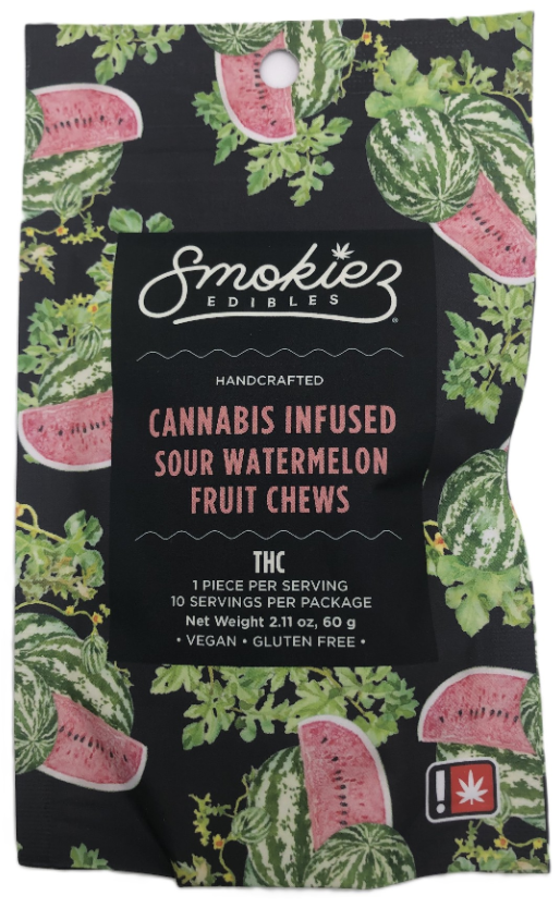 Smokiez Sour Watermelon Fruit Chews 10pk 100mg