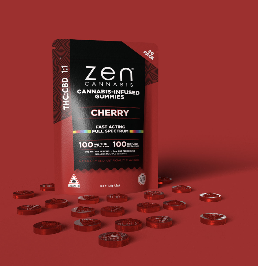1:1 Cherry Gummies | 100mg THC + 100mg CBD | TAX INCLD